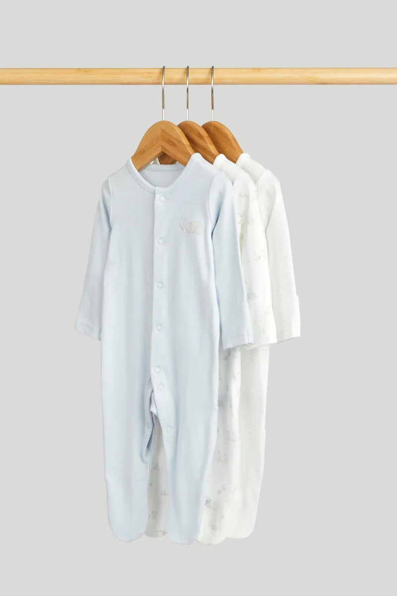 mothercare 3 Pack My First Blue Sleepsuits